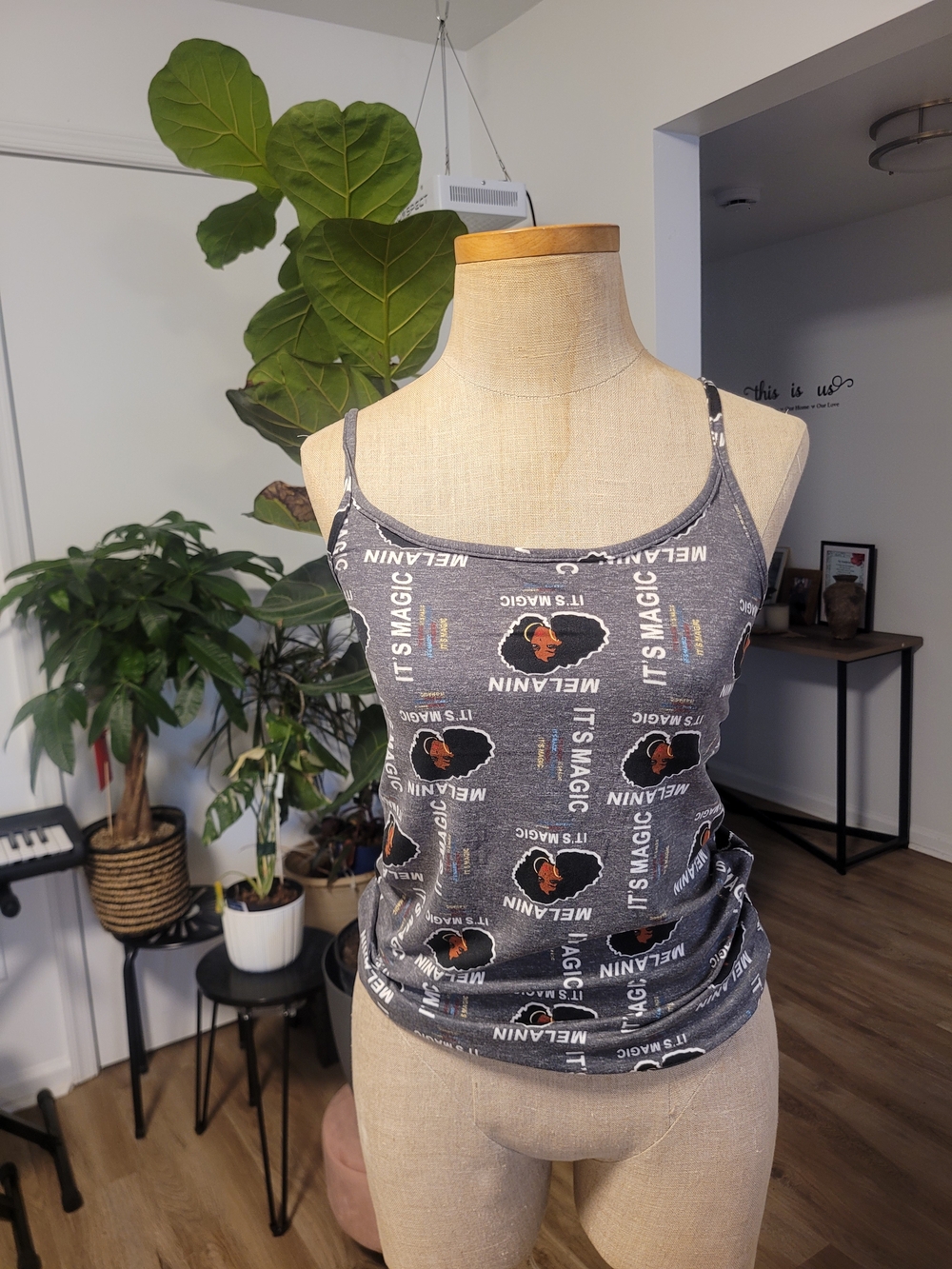 New! Grey 'Melanin - It's Magic' Graphic Cami Tank Top